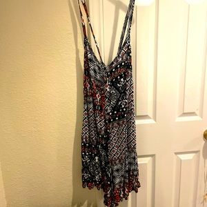 ASOS Curve plus size Button down short jumpsuit Aztec print sz 18